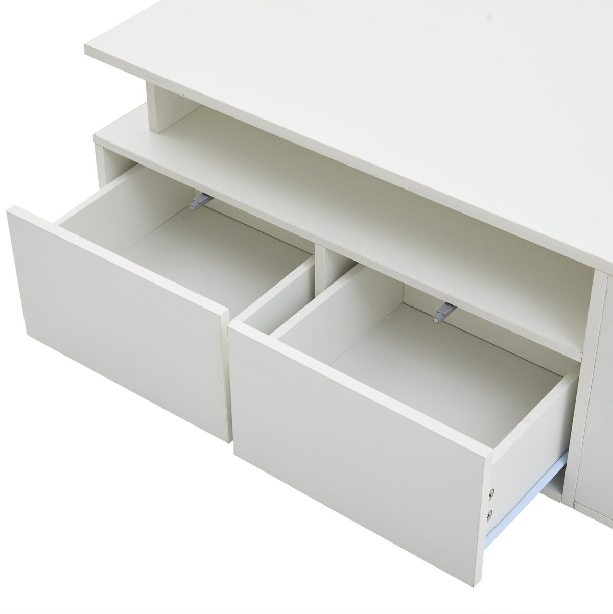 COUCHTISCH 100/50/35 cm weiß aus Spanplatte mit LED und 2 Schubladen - Weiß, Holzwerkstoff (100/50/35cm) - OKMYHOME