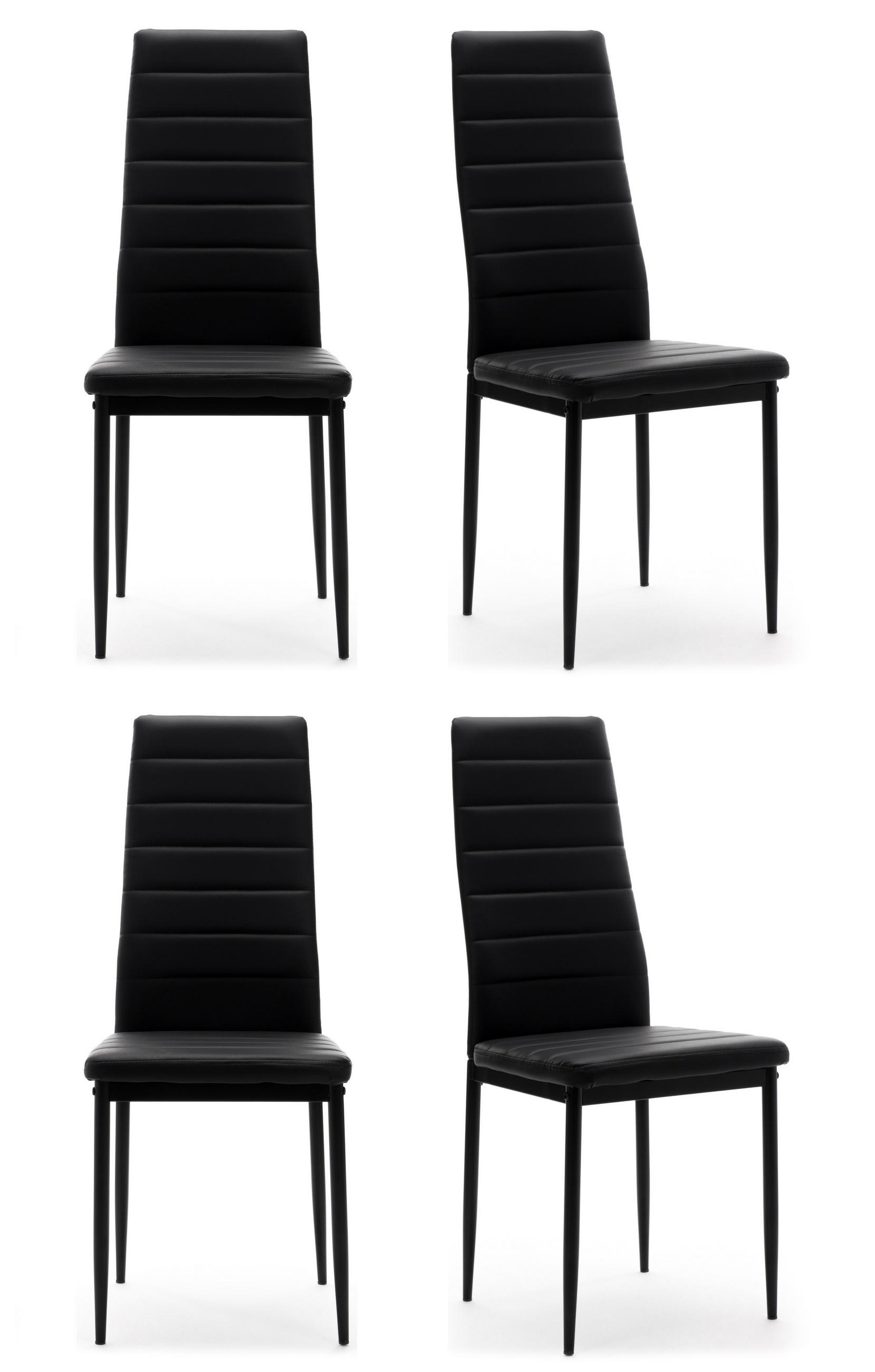 STUHL Set FADO 4x aus Ökoleder - schwarz - Schwarz, Leder/Metall (45/99/50cm) - NEW HOME