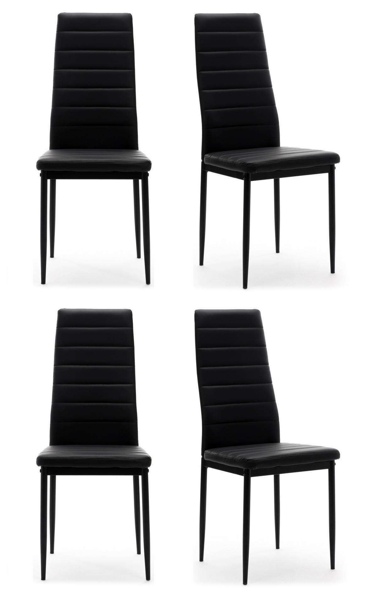 STUHL Set FADO 4x aus Ökoleder - schwarz - Schwarz, Leder/Metall (45/99/50cm) - NEW HOME