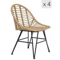 STUHL 4er-Set Rattan Braun - Braun, Holz (50/80/46cm) - Nordlys