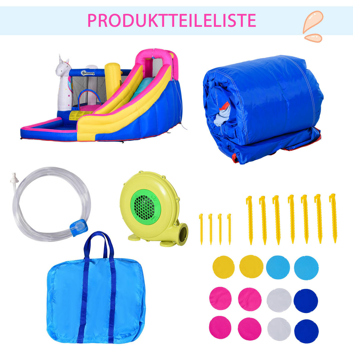 HÜPFBURG, Mehrfarbig, Oxford-Gewebe, Polyester-Gewebe - Multicolor, Textil (360/305/210cm) - Outsunny
