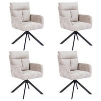 ESSZIMMERSTUHL ALUNA - Chenille, 4 - Beige, Kunststoff/Metall (66/91/72.5cm) - Home Deluxe