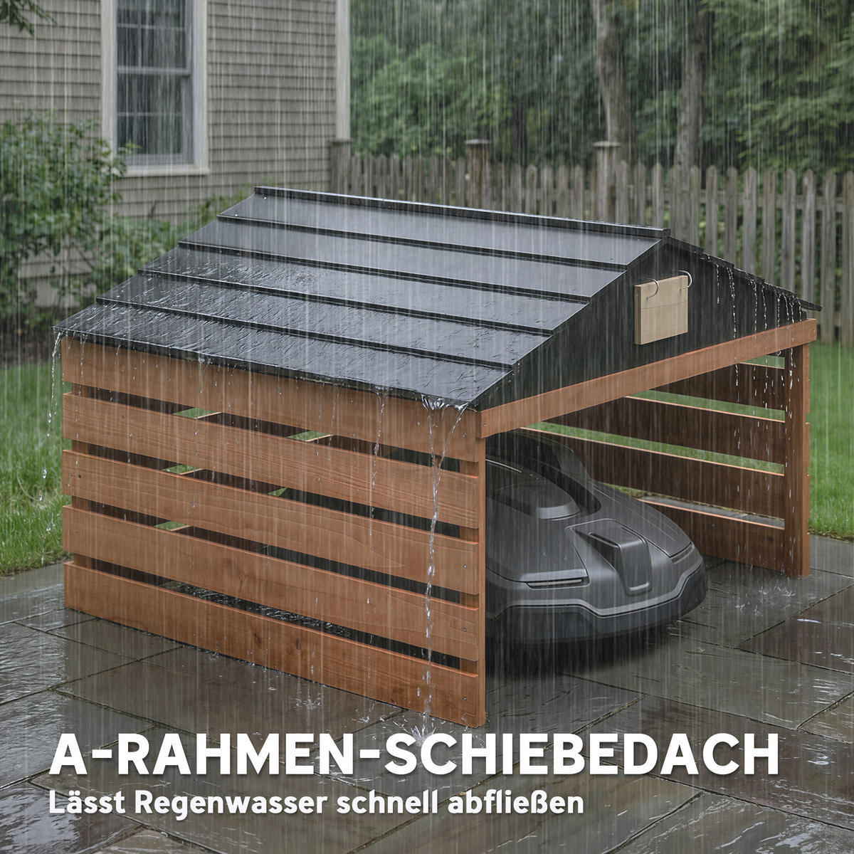 MÄHROBOTER-GARAGE Tannenholz Rotbraun - Rotbraun, Holz (74/54/79cm) - Outsunny