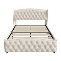 POLSTERBETT 140x200 cm Samt beige Stauraum Lattenrost - Beige, Metall (140/200cm)