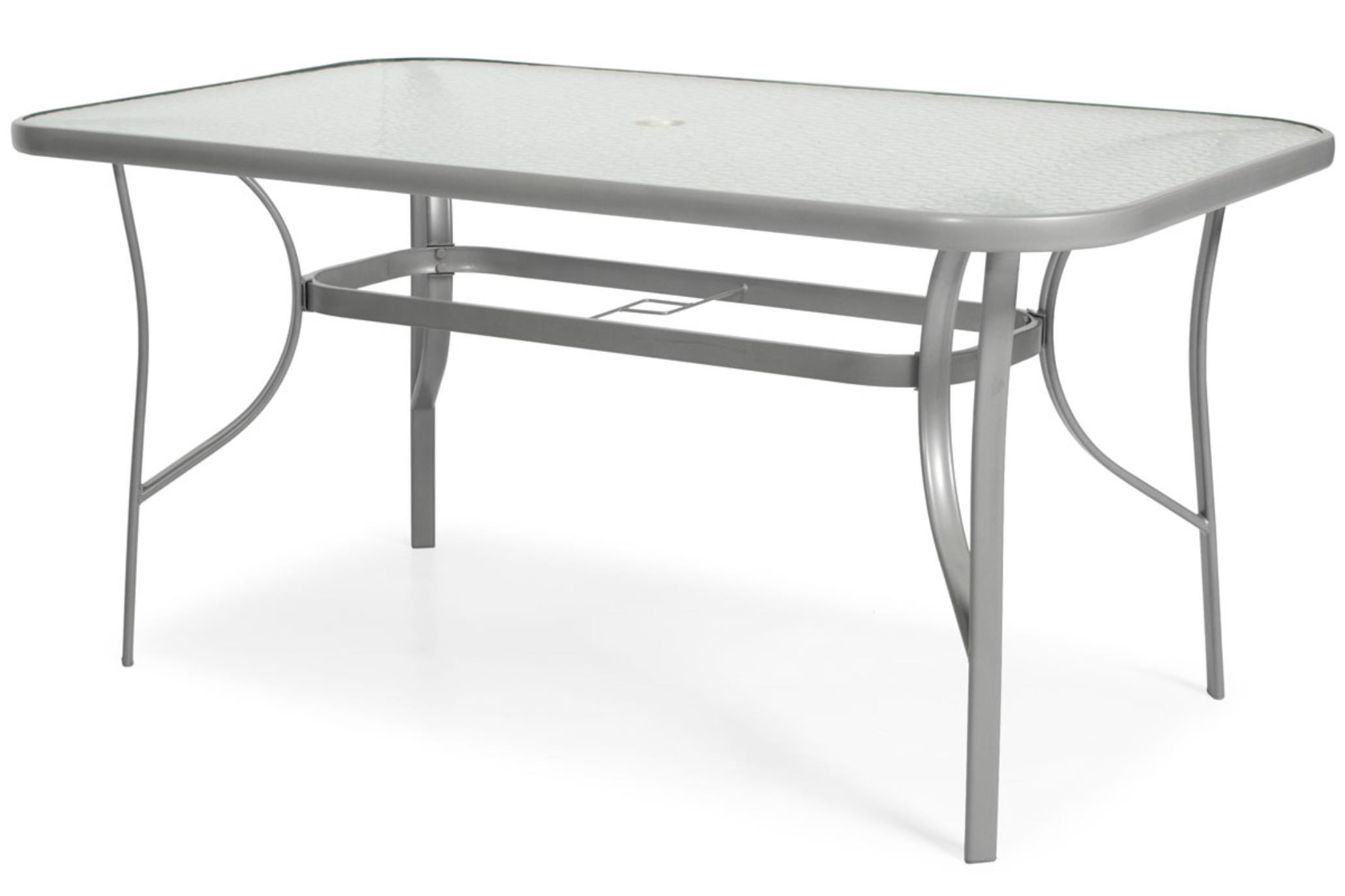 GARTENTISCH Porto, mit Silber Beine - Silberfarben, Glas/Holzwerkstoff (90/150/72cm) - Bettso