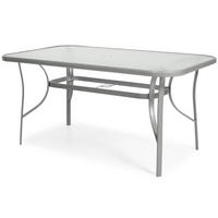 GARTENTISCH Porto, mit Silber Beine - Silberfarben, Glas/Holzwerkstoff (90/150/72cm) - Bettso