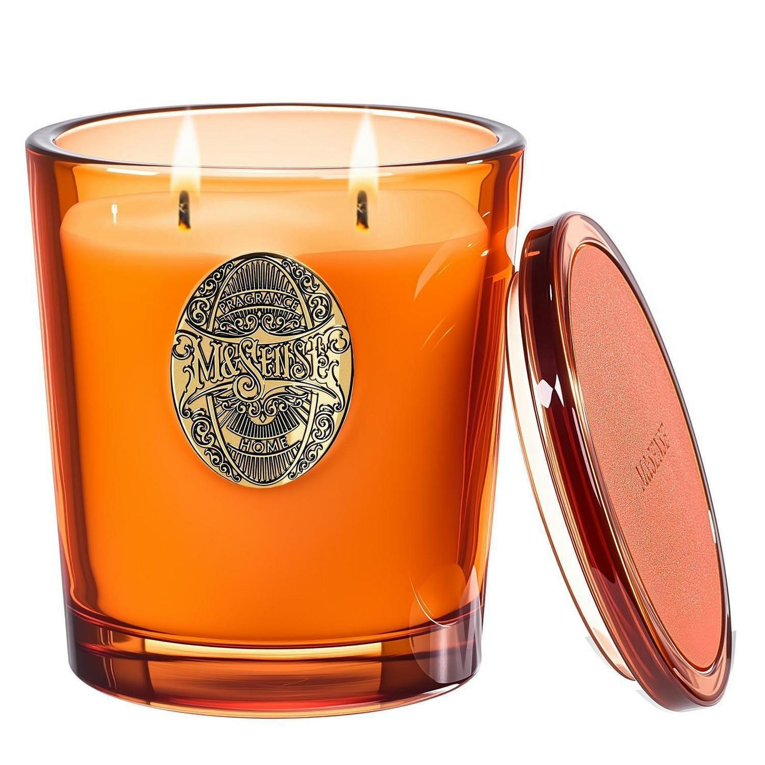 DUFTKERZE Orange Goji 560g 2-Docht 110 Stunden Brenndauer - Orange, Glas (10cm)