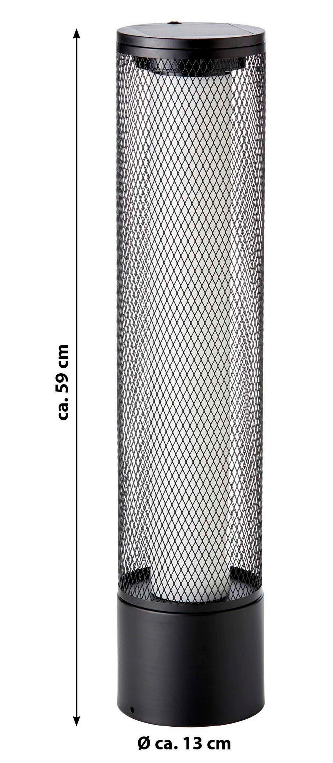 LED-FLAMMENLICHTSÄULE Solar-Stehlampe 59cm hoch Metall Gitteroptik Feuereffekt - Schwarz, Metall (13/13/59cm) - Northpoint
