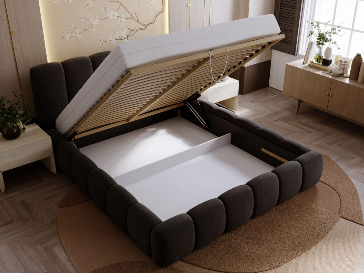 POLSTERBETT Royal 120x200 Schwarz - Schwarz, Textil (120/200cm) - Graingold