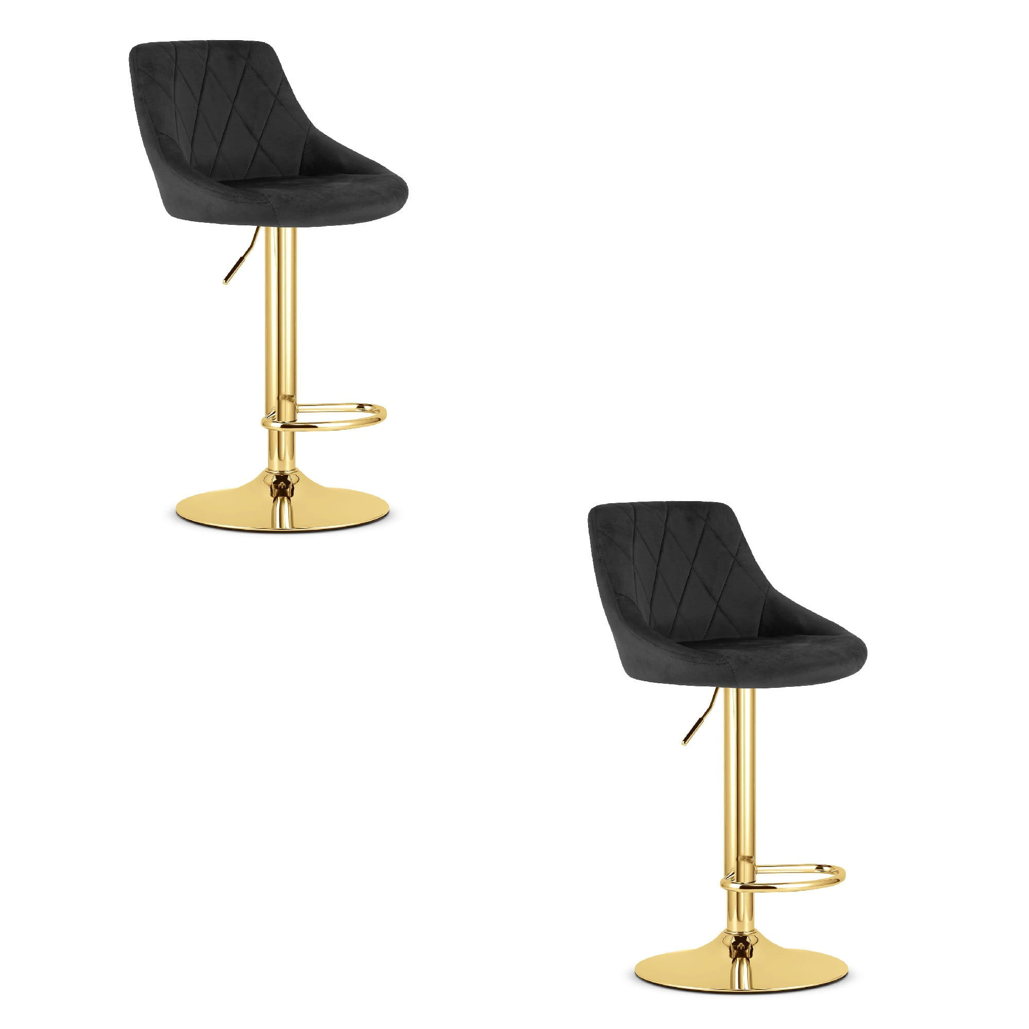 BARHOCKER 2-er Set DAKA Schwarzer Sitz, Goldbasis - Goldfarben/Schwarz, Textil (45.5/105/49cm) - Valora