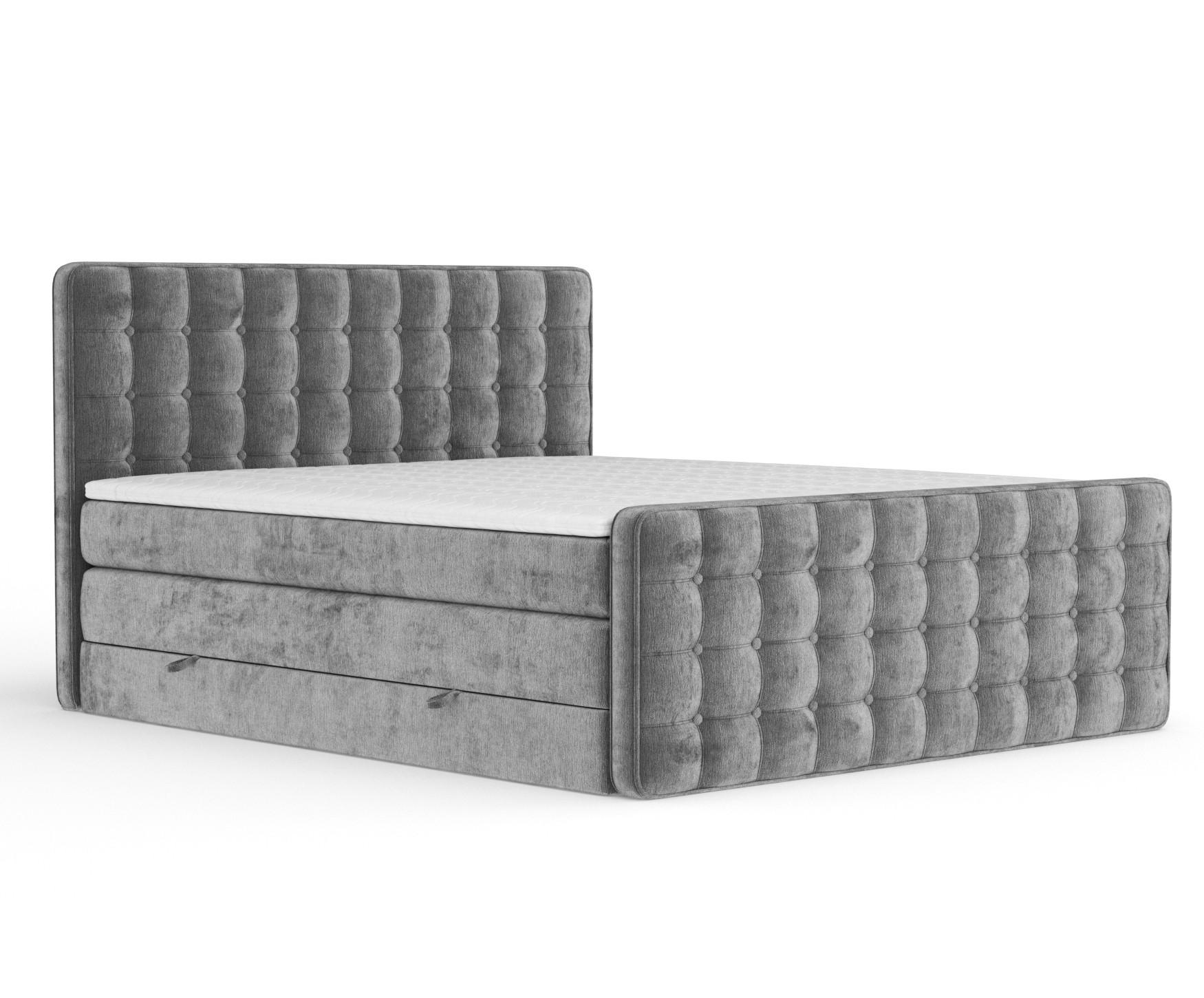 BOXSPRINGBETT Velouria Grau 180/200 cm - Schwarz/Grau, Holz/Holzwerkstoff (180/200cm) - Maison de Reve
