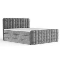 BOXSPRINGBETT Velouria Grau 180/200 cm - Schwarz/Grau, Holz/Holzwerkstoff (180/200cm) - Maison de Reve