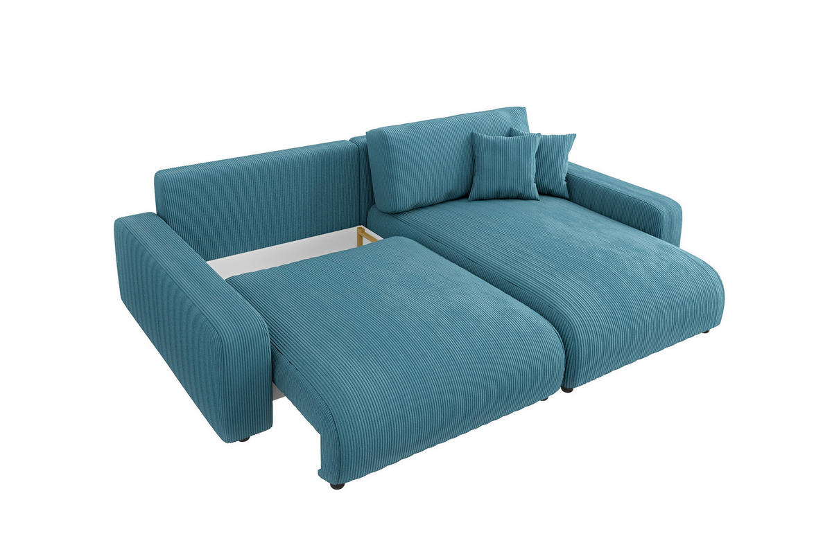 ECKSOFA Emma Türkis Cord - Ottomane rechts - Türkis, Textil (234/170cm) - S-Style Möbel