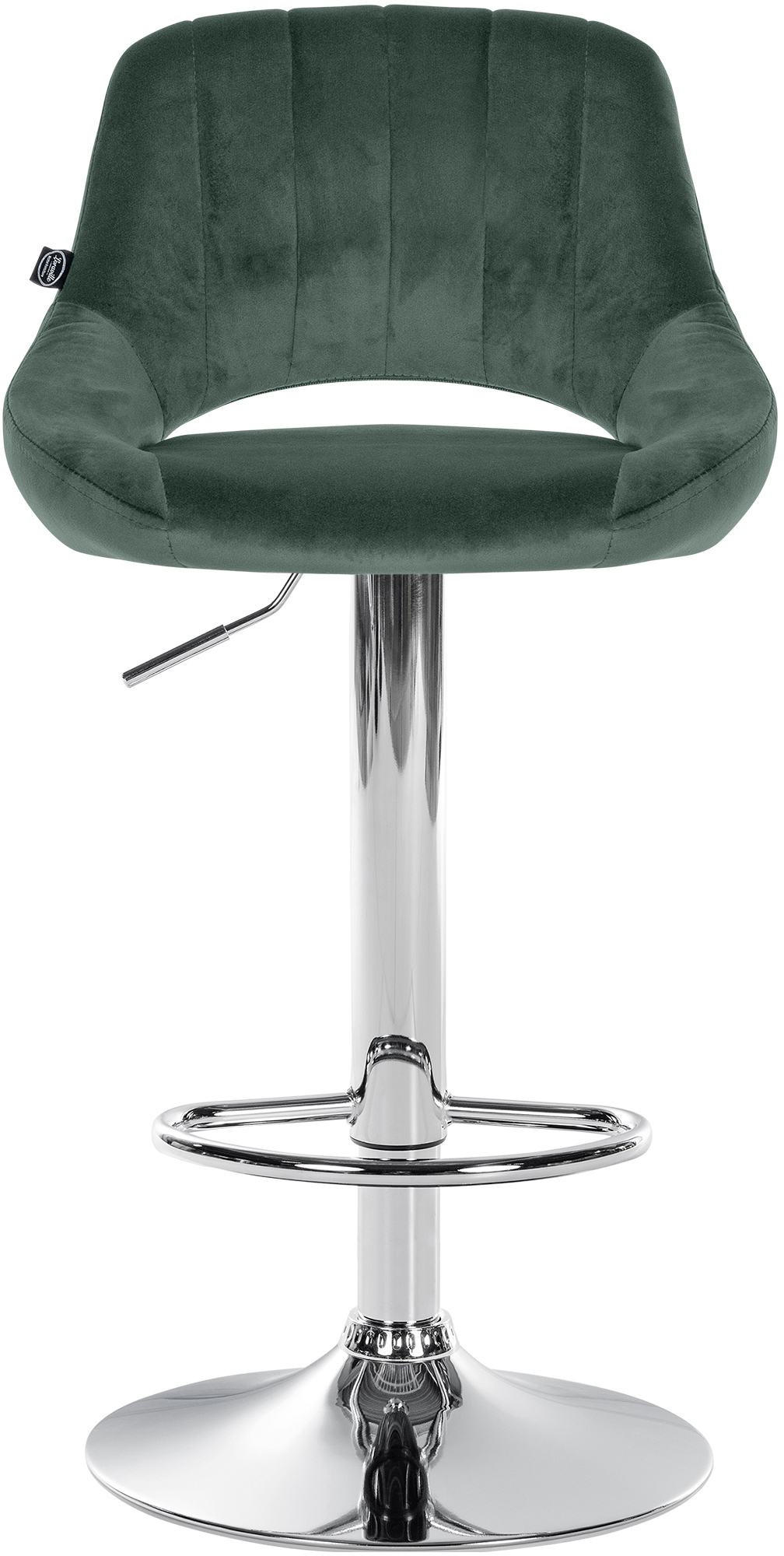 BARHOCKER 2er Set Samt grün - Chromfarben/Grün, Textil (47/85/48cm) - CLP