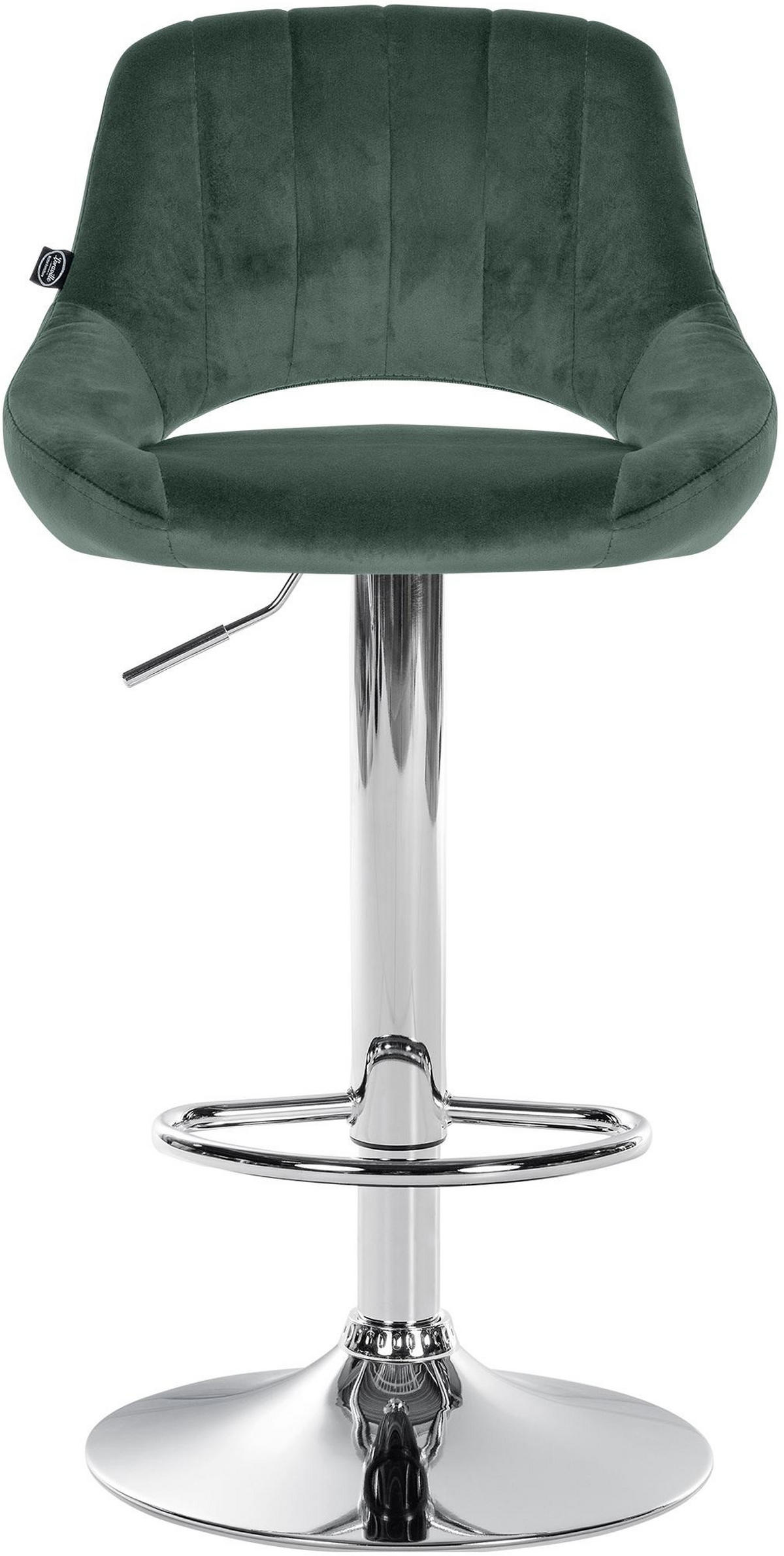 BARHOCKER Samt grün - Chromfarben/Grün, Textil/Metall (47/85/48cm) - CLP