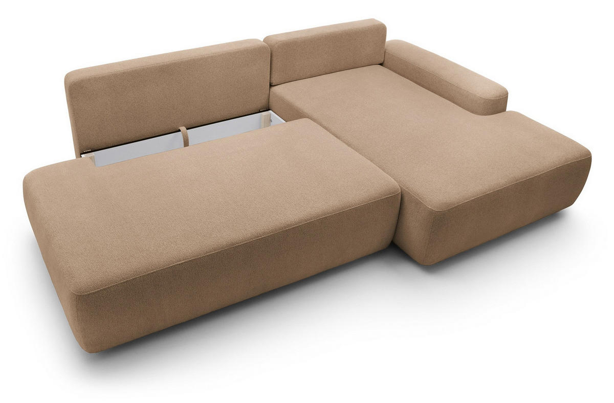 ECKSOFA 275 cm mit Schlaffunktion Orea O, Rechts, Braun - Braun, Holz (164/276cm) - Emporius