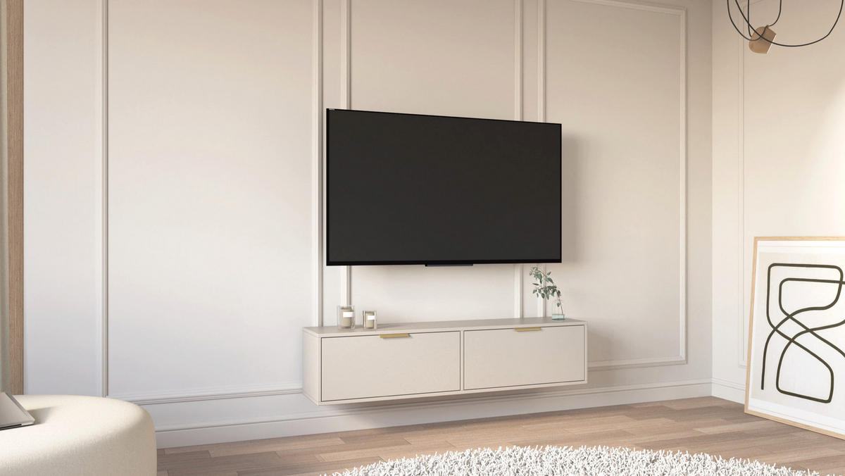 TV-HÄNGEBOARD Vena 2-türig, Kaschmir, 140 cm - Kaschmir/Goldfarben, Holzwerkstoff/Kunststoff (138.6/30/30cm) - Selsey