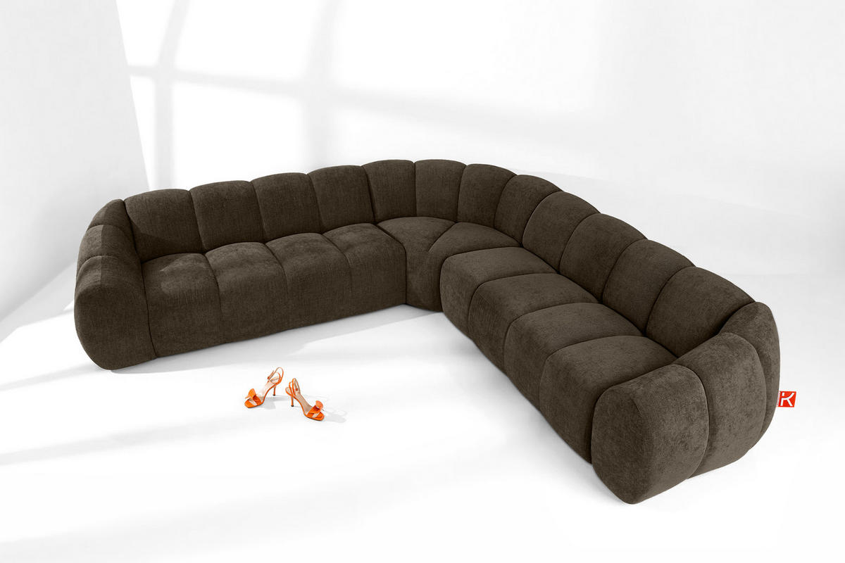 ECKSOFA RECHTS/LINKS FLAVA, Braun - Braun, Holz/Holzwerkstoff (310/310cm) - KONSIMO®