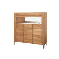 VITRINE Latina Honig Eiche 126 / 42 / 134cm - Honigeiche/Braun, Holz/Metall (126/134/42cm) - Feldmann-Wohnen