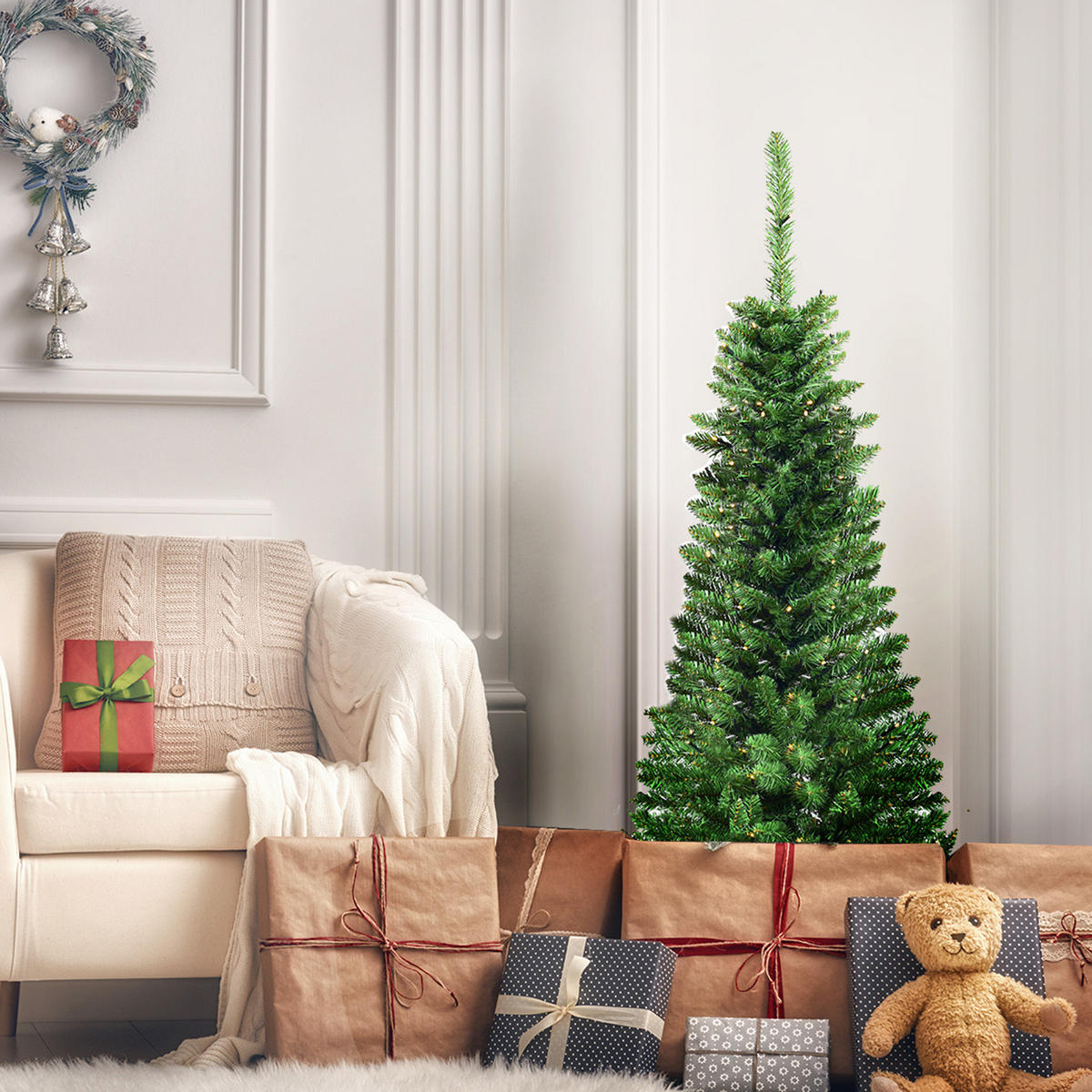 WEIHNACHTSBAUM Grün - Grün, Kunststoff (135cm) - COSTWAY