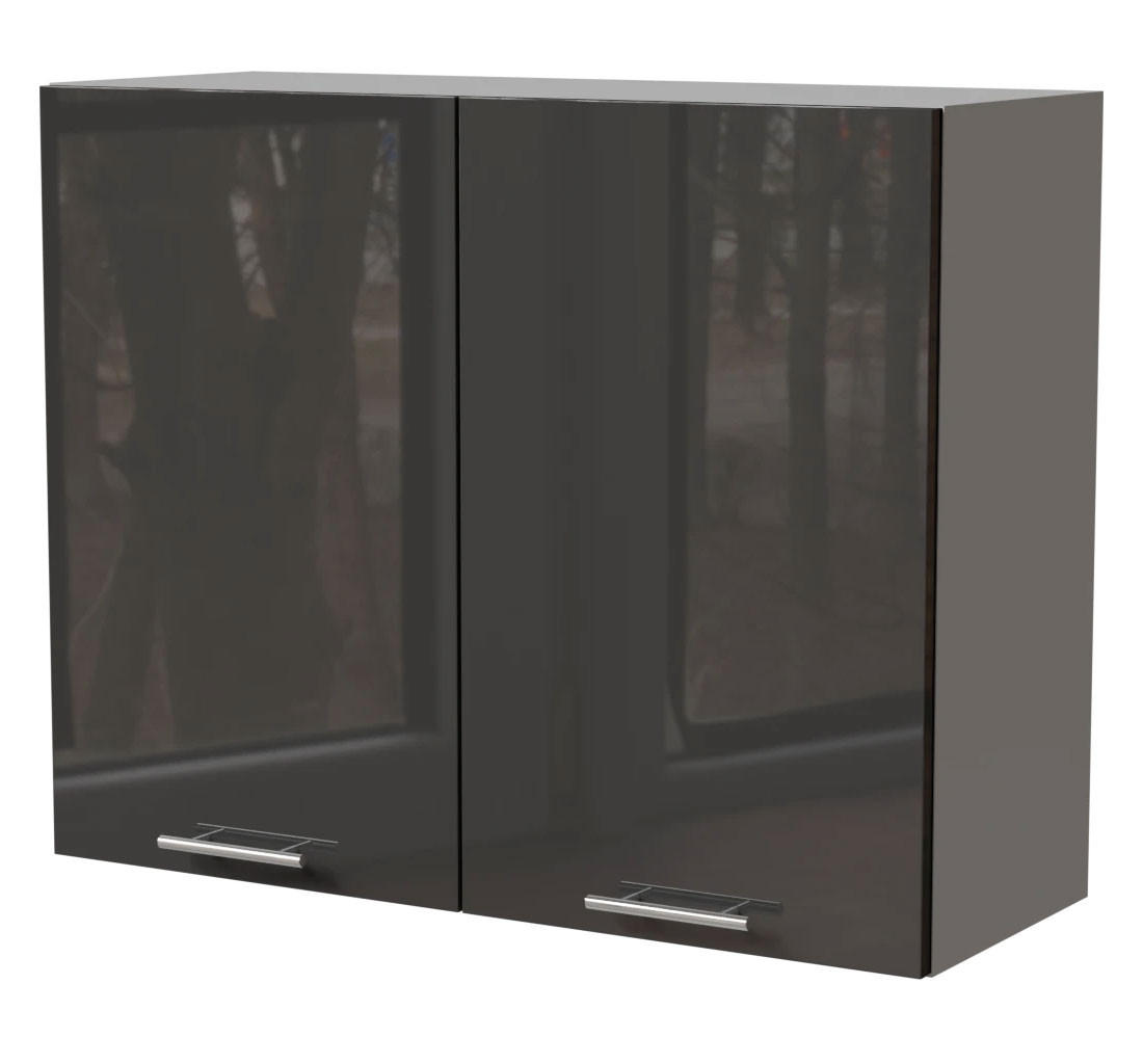 KÜCHENHÄNGESCHRANK Essen W3/90 Graphit Hochglanz / Grau Matt 90 / 32,5 / 72cm - Graphitfarben/Grau, Holz/Holzwerkstoff (90/72/32.5cm) - Feldmann-Wohnen