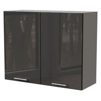 KÜCHENHÄNGESCHRANK Essen W3/90 Graphit Hochglanz / Grau Matt 90 / 32,5 / 72cm - Graphitfarben/Grau, Holz/Holzwerkstoff (90/72/32.5cm) - Feldmann-Wohnen