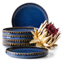 UNTERTASSEN AD STRIPES, 6-tlg - Dunkelblau, Keramik (14/2/14cm) - KONSIMO®