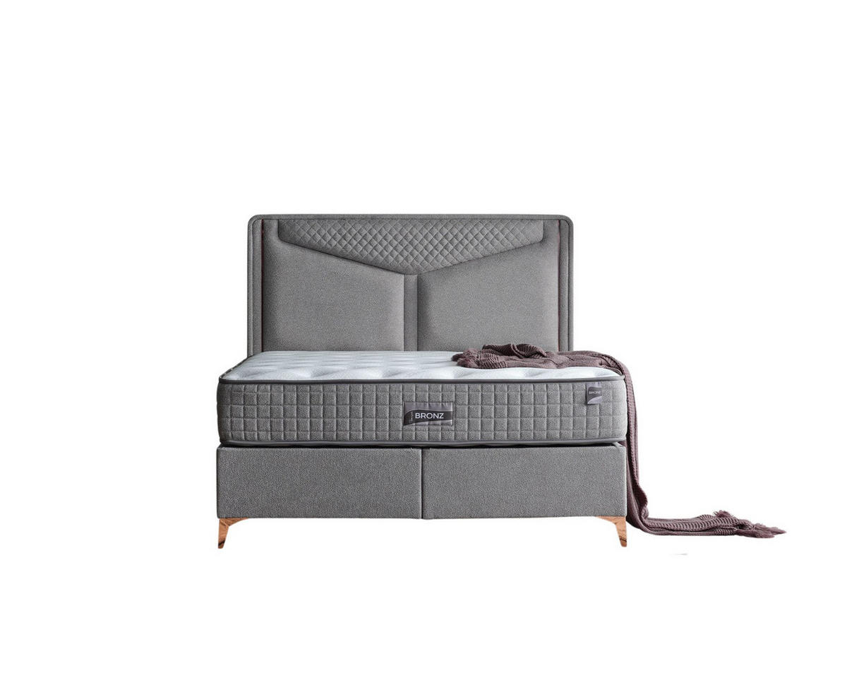 POLSTERBETT-SET Bronz 180x200 Grau - Bett inkl. Matratze - Grau, Metall (180/200cm) - Villa Möbel