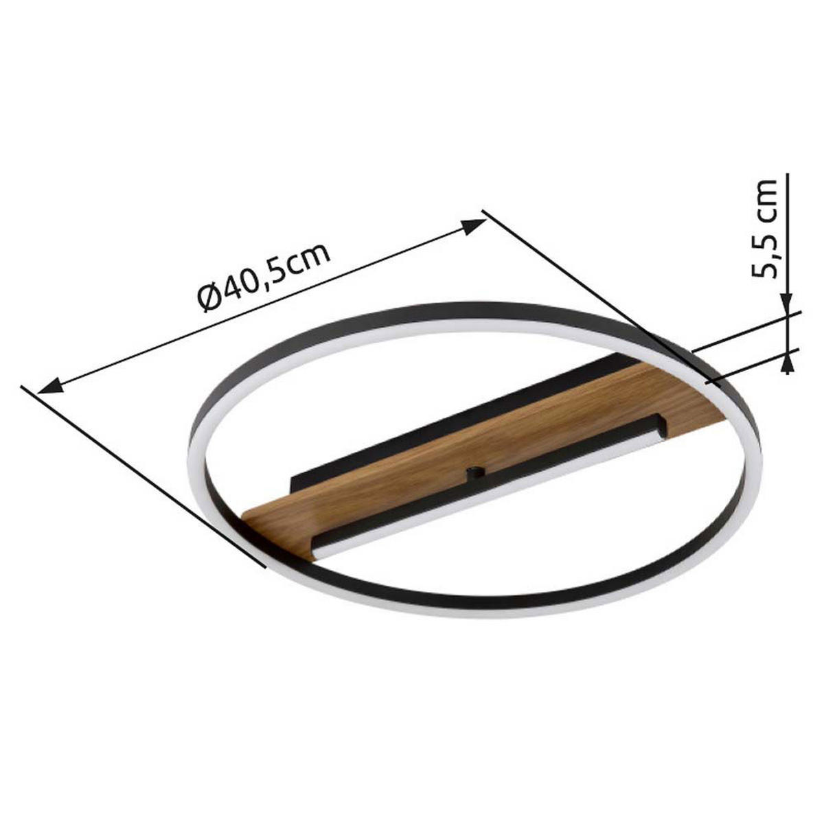 LED DECKENLEUCHTE Metall Schwarz, Holzoptik - Braun, Metall (40.5/40.5/5.5cm) - Globo Lighting