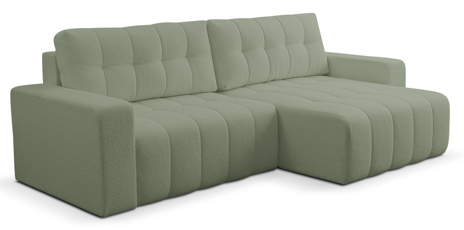 ECKSOFA Palermo mit Schlaffunktion und Bettkasten - Hellgrün, Holz/Holzwerkstoff (245/143cm) - Ravio