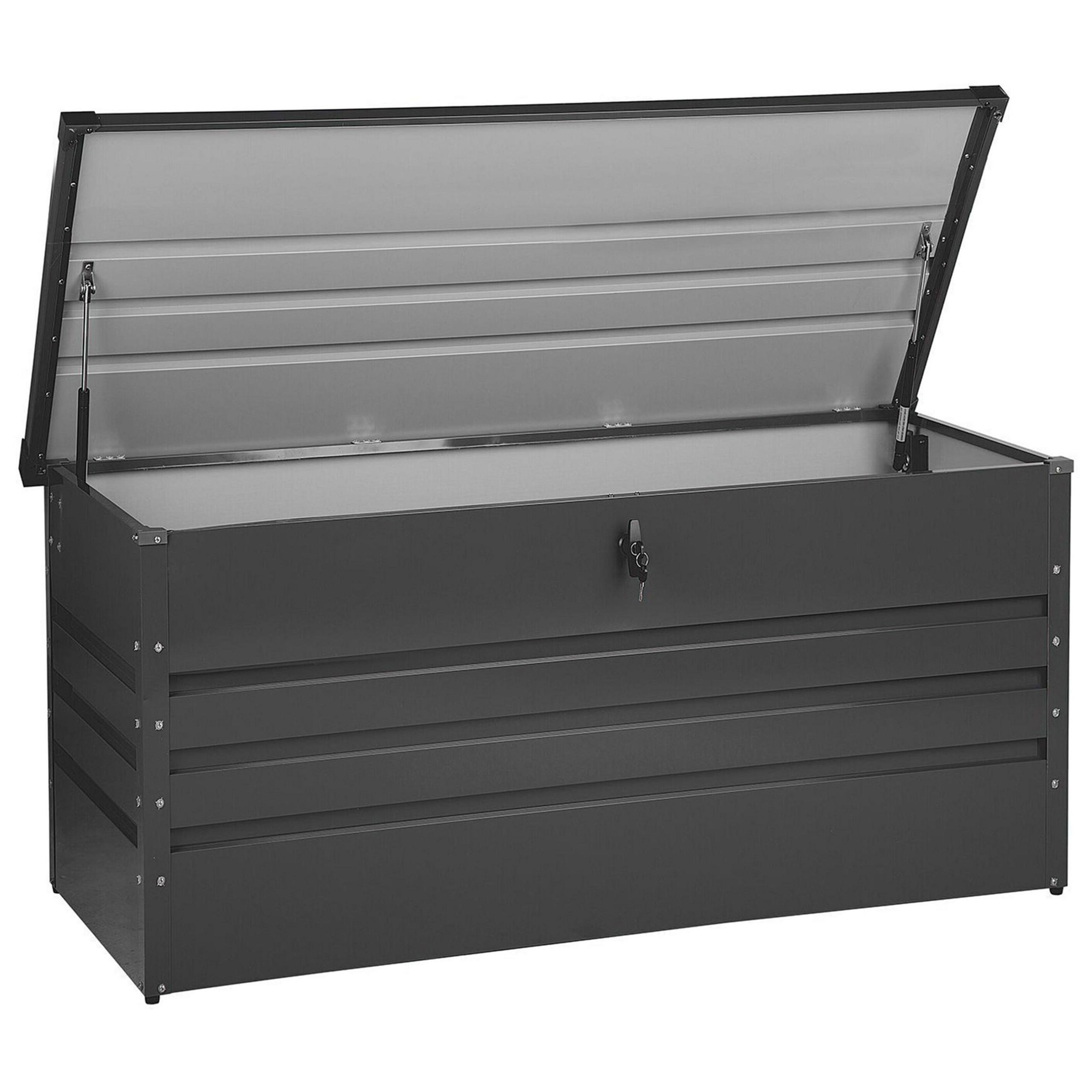AUFLAGENBOX Stahl graphitgrau 132/62 cm Cebrosa - Graphitfarben, Metall (132/64/62cm) - Beliani