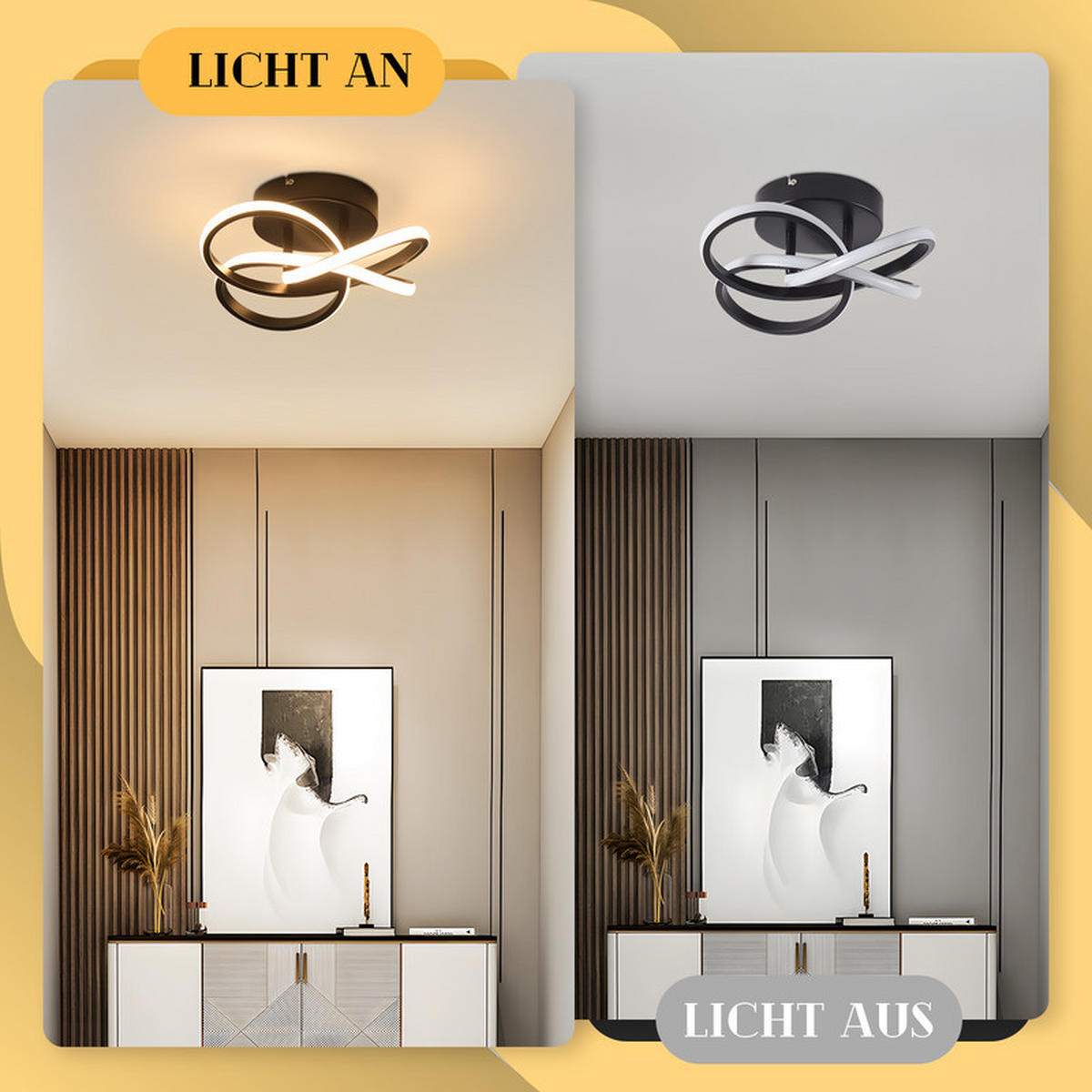 DECKENLEUCHTE Emmendingen II 32/32cm - Schwarz, Metall (32/32/16cm) - Nettlife