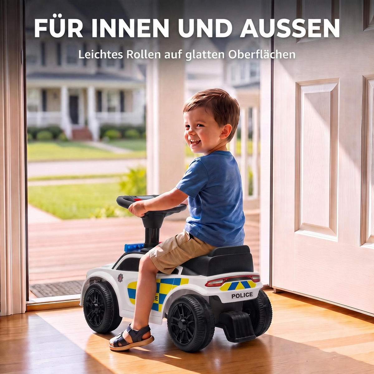 KINDER-RUTSCHAUTO PP-Kunststoff Weiß - Weiß, Kunststoff (65/29.5/36cm) - AIYAPLAY