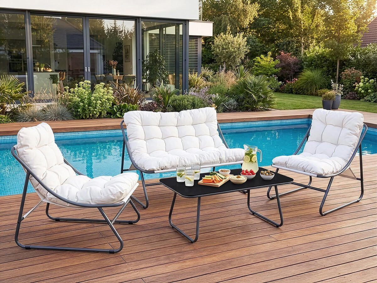 LOUNGEGARNITUR Aria 4-Sitzer Beige - Grau, Metall - Habitat Garten