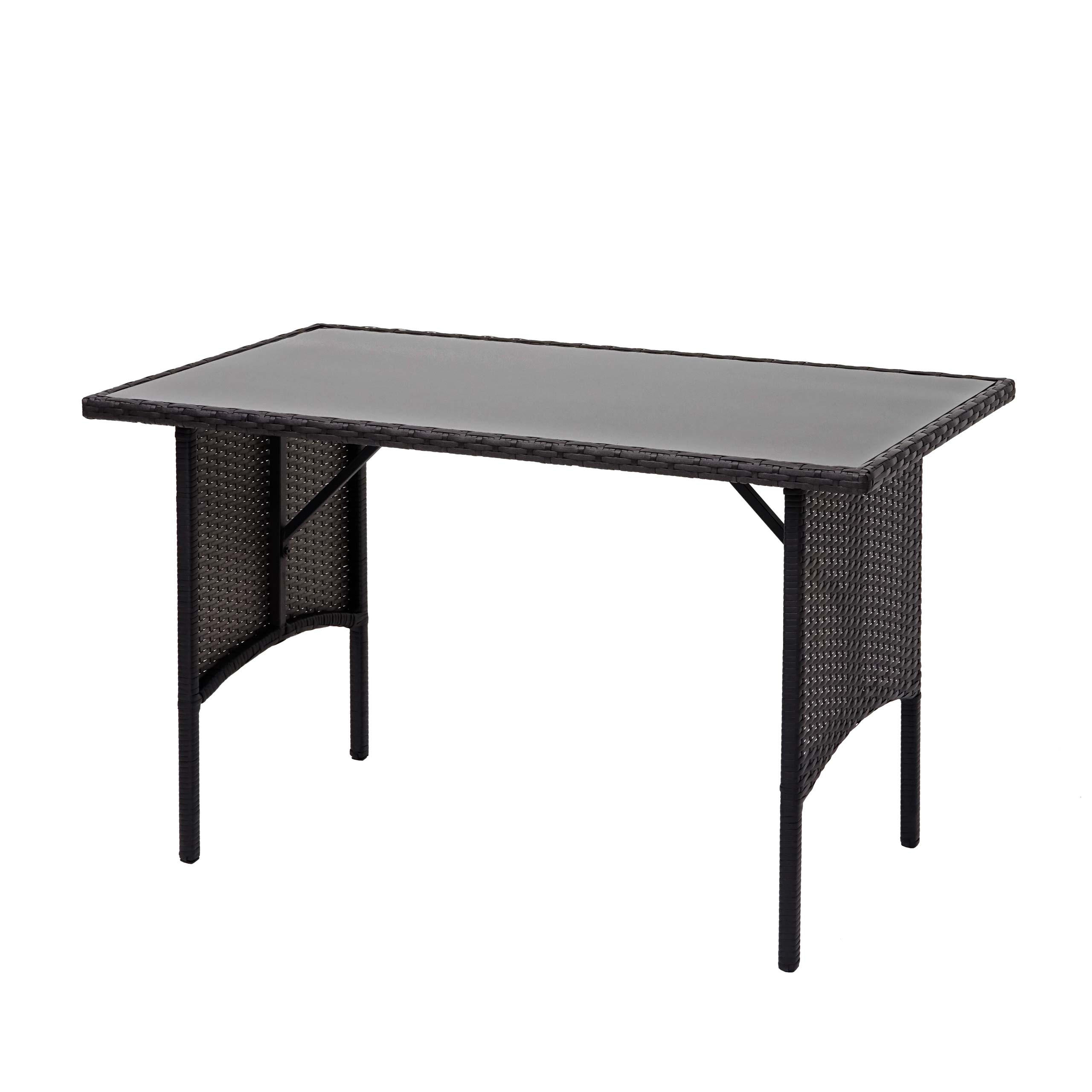 POLY-RATTAN ESSTISCH rechteck Schwarz - Schwarz, Kunststoff (60/112/68cm) - MCW