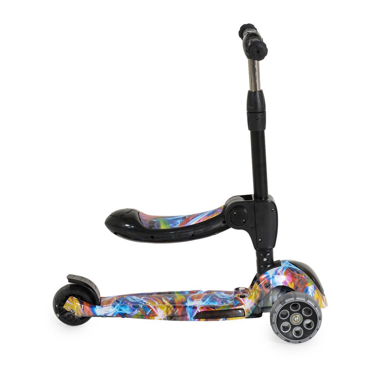 KINDERROLLER Rumble Sitz Musik bunt Lichter, höhenverstellbar, PU-Leuchträder - Multicolor, Metall (60/29/77cm)