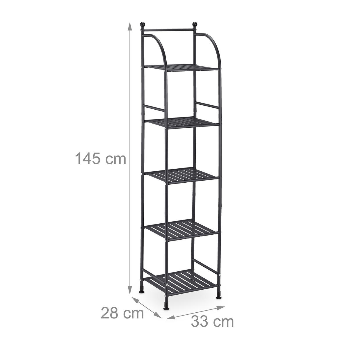 STANDREGAL - Schwarz, Metall (33/145/28cm) - Relaxdays