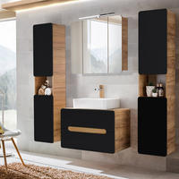 BADMÖBEL-SET 4-TLG. New-luton - Grau, Holzwerkstoff (180/200/46cm) - Lomado