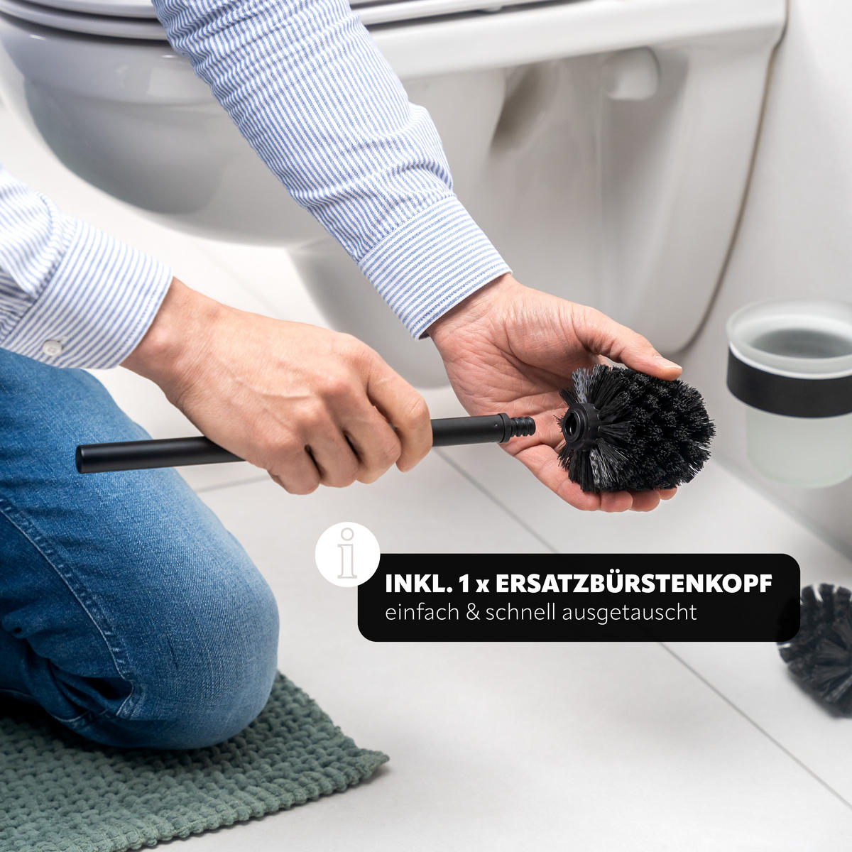 WC-GARNITUR PIAZZA BLACK, schwarz - Schwarz, Kunststoff (11.5/35/14.5cm) - bremermann