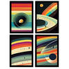 POSTER Set mit 4 Abstrakt Kurve Moderne Galaxien A4 Rahmenlos - Klar, Papier (29.7/3cm) - Nacnic