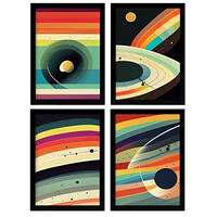 POSTER Set mit 4 Abstrakt Kurve Moderne Galaxien A4 Rahmenlos - Klar, Papier (29.7/3cm) - Nacnic