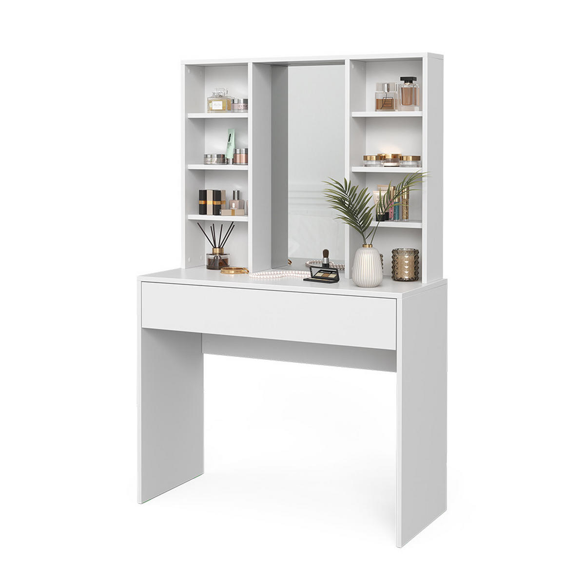 SCHMINKTISCH Alexa Weiß 93 cm mit Spiegel - Weiß, Holzwerkstoff (93/147/40cm) - Vicco