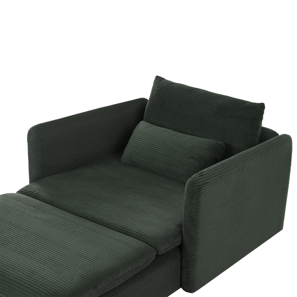 ČALOUNĚNÉ LEHÁTKO CHAISE LONGUE Manšestr Tmavě zelené Egeris - tmavě zelená/zelená barva, textil (87/80/149cm) - Beliani