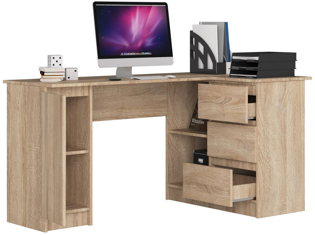 ECKSCHREIBTISCH Sonoma-Eiche 155x85x77 cm - Sonoma Eiche, Holzwerkstoff (85/155/77cm) - Akord