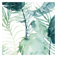 FOTOTAPETE Palmwedel in Wasserfarbe II 240/240 cm - Grün, Papier (240/240cm) - Bilderwelten