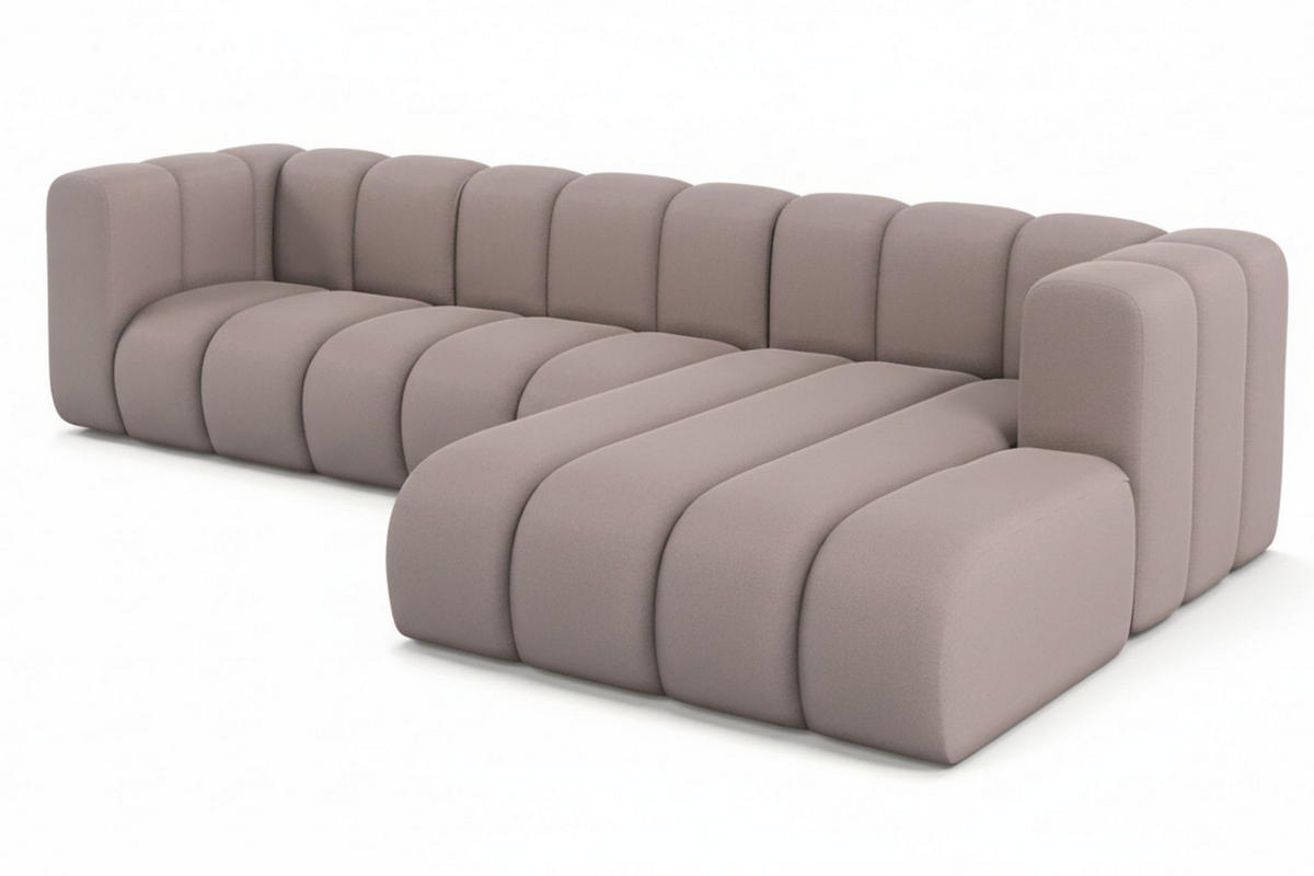 ECKSOFA L-Form Grand L 287 cm, Veloursstoff Salvador, Grau, Rechts - Grau, Holz (287/179cm) - Kaiser Möbel