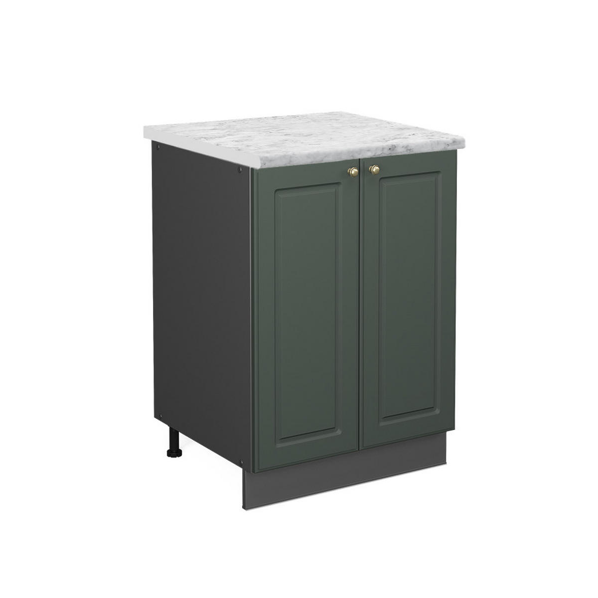 KÜCHENUNTERSCHRANK Fame-Line Grün-Gold Landhaus 60 cm, AP Marmor - Anthrazit/Grün, Holzwerkstoff (60/82/60cm) - Vicco
