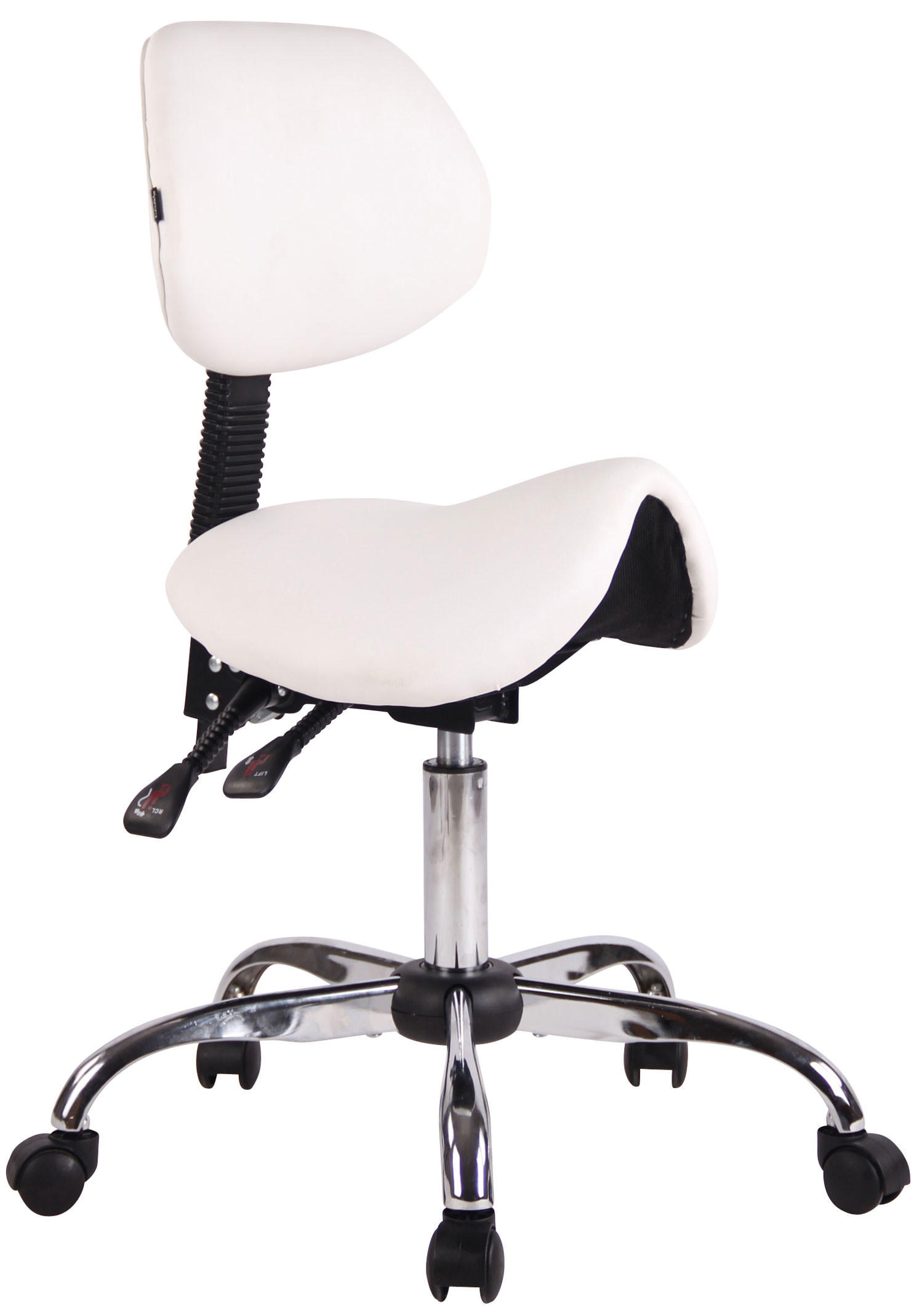 HOCKER Lederlook weiß - Chromfarben/Weiß, Textil/Metall (58/88/58cm) - CLP