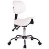 HOCKER Lederlook weiß - Chromfarben/Weiß, Textil/Metall (58/88/58cm) - CLP