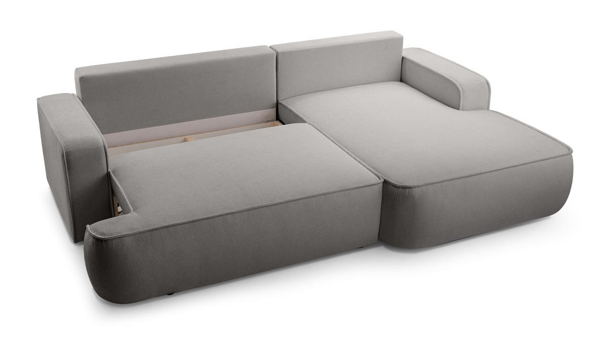 ECKSOFA L Form Ablia Hellgrau 267/168/87 cm mit Schlaffunktion R - Hellgrau/Schwarz, Kunststoff/Textil (267/168cm) - AX Living